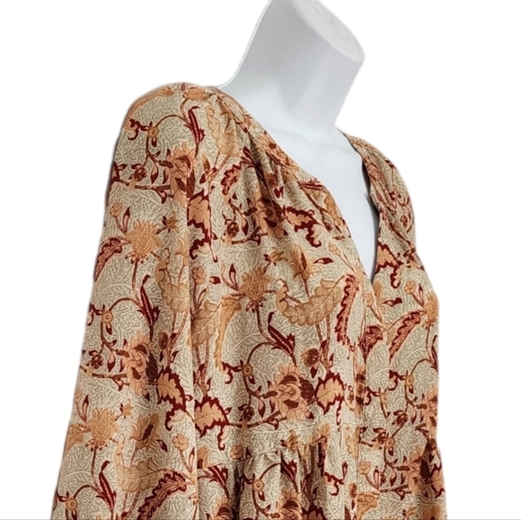 Melloday Anthropologie Womens Floral Boho Popover Blouse Tunic Oversized Small. - Picture 5 of 10